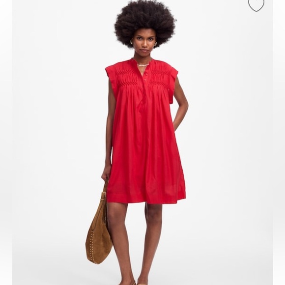 Madewell Dresses & Skirts - NWT Madewell Embroidered Pleated Mini Dress Women’s Size Small Watermelon Color